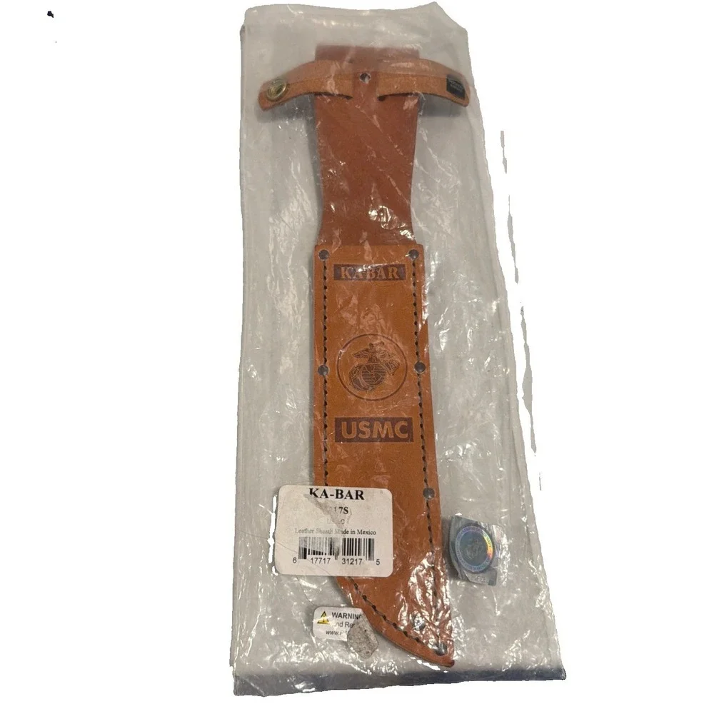 KA-BAR  Leather Sheath USMC Logo 1217S Brown Belt Sheath NEW